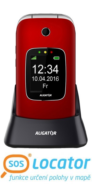 ALIGATOR V650RS mobilní telefon Senior červ.stř.