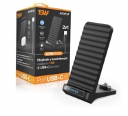 ALIGATOR stojánek Qi bezdrátový 15W USB-C černá CHQ001