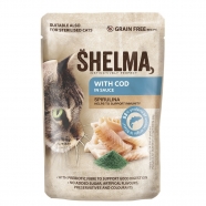 SHELMA kapsa pro kočky 85g s treskou a spirulinou v omáčce