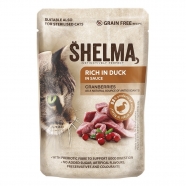 SHELMA kapsa pro kočky 85g s kachním a brusinkami v omáčce
