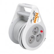 SOLIGHT PB25 prodlužka na bubnu 10m 3 zásuvky 3x1,5mm šedý kabel