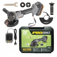 PROCRAFT AKU AG125A úhlová bruska Industrial 4Ah bat.+nabíječka