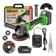 PROCRAFT AKU PGA22-1B-C úhlová bruska 125mm 3 rychlosti