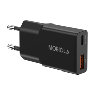 MOBIOLA CT20AC-BK nabíječka USB-A + USB-C 20W černá