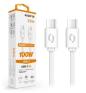 ALIGATOR kabel USB-C/USB-C power 5A 100W 2,5m bílý DATKP53